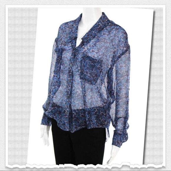 Free People Multi-hue Floral Button Blouse XS - Picture 2 of 6